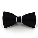 White and Black Satin Solid Bow Tie