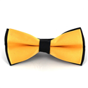 Solid Black and Yellow Satin Bow Tie