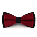Solid Black and Burgundy Satin Bow Tie