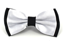 Solid Black and Light Gray Satin Bow Tie