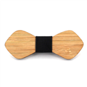Bamboo Wood and Leather Bow Tie