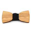 Bamboo Wood and Leather Bow Tie