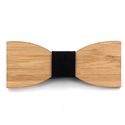 Bamboo Wood and Leather Bow Tie