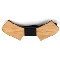 Bamboo Wood and Leather Bow Tie