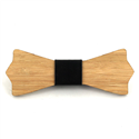 Bamboo Wood and Leather Bow Tie