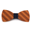 Fine Striped Wooden Bow Tie
