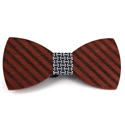 Thick Striped Wooden Bow Tie