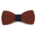 Thick Striped Wooden Bow Tie