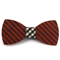 Thick Striped Wooden Bow Tie