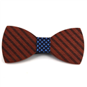 Thick Striped Wooden Bow Tie