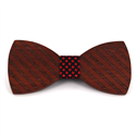 Thick Striped Wooden Bow Tie