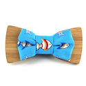 Wooden Bow Tie with Fish Fabric