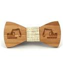 Children's Bamboo Bow Tie with Excavator Design