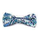 White and Blue Paisley Bow Tie