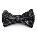 Black and Silver Paisley Bow Tie