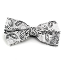 Silver Grey XL Paisley Bow Tie