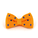 Yellow Knitted Bow Tie with Blue Polka Dots