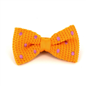 Yellow Knit Bow Tie with Lilac Polka Dots