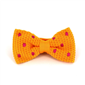 Yellow Knit Bow Tie with Magenta Polka Dots