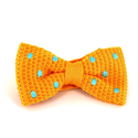 Knitted Yellow Bow Tie with Turquoise Polka Dots