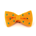 Yellow Knit Bow Tie with Green Polka Dots