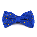 Blue Knit Bow Tie with Yellow Dots