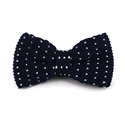 Blue Knit Bow Tie with White Dots