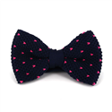Blue Knitted Bow Tie with Pink Dots