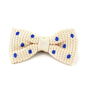 Beige Knit Bow Tie with Blue Polka Dots