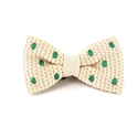 Beige Knitted Bow Tie with Green Polka Dots