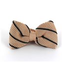 Beige Knitted Bow Tie with Black Stripes