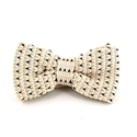 White Knitted Bow Tie with Black Dots