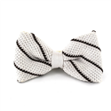 White Knit Bow Tie with Brown Stripes