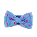 Sky Blue Polka Dot Knit Bow Tie in Magenta