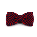 Blue and Red Checkered Knit Bow Tie
