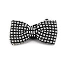 Black and White Checkered Knit Bow Tie