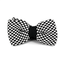 Black and White Checkered Knit Bow Tie