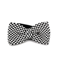 Black and White Checkered Knit Bow Tie