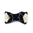 Blue and White Checkered Knit Bow Tie