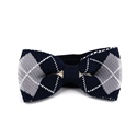 Blue and Gray Checkered Knit Bow Tie