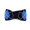 Blue Checkered Knit Bow Tie