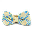 Beige Check Knit Bow Tie