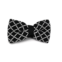 Black and White Checkered Knit Bow Tie