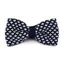 Blue and White Fleur-de-Lis Knit Bow Tie