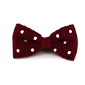Maroon Knitted Bow Tie with White Polka Dots