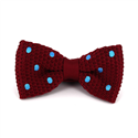 Burgundy Knitted Bow Tie with Sky Blue Polka Dots