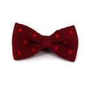 Crimson Knit Bow Tie with Red Polka Dots