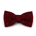 Dark Green Polka Dot Burgundy Knit Bow Tie