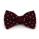 Crimson Knitted Bow Tie with White Dots