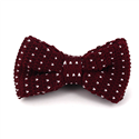 Crimson Knit Bow Tie with White Dots